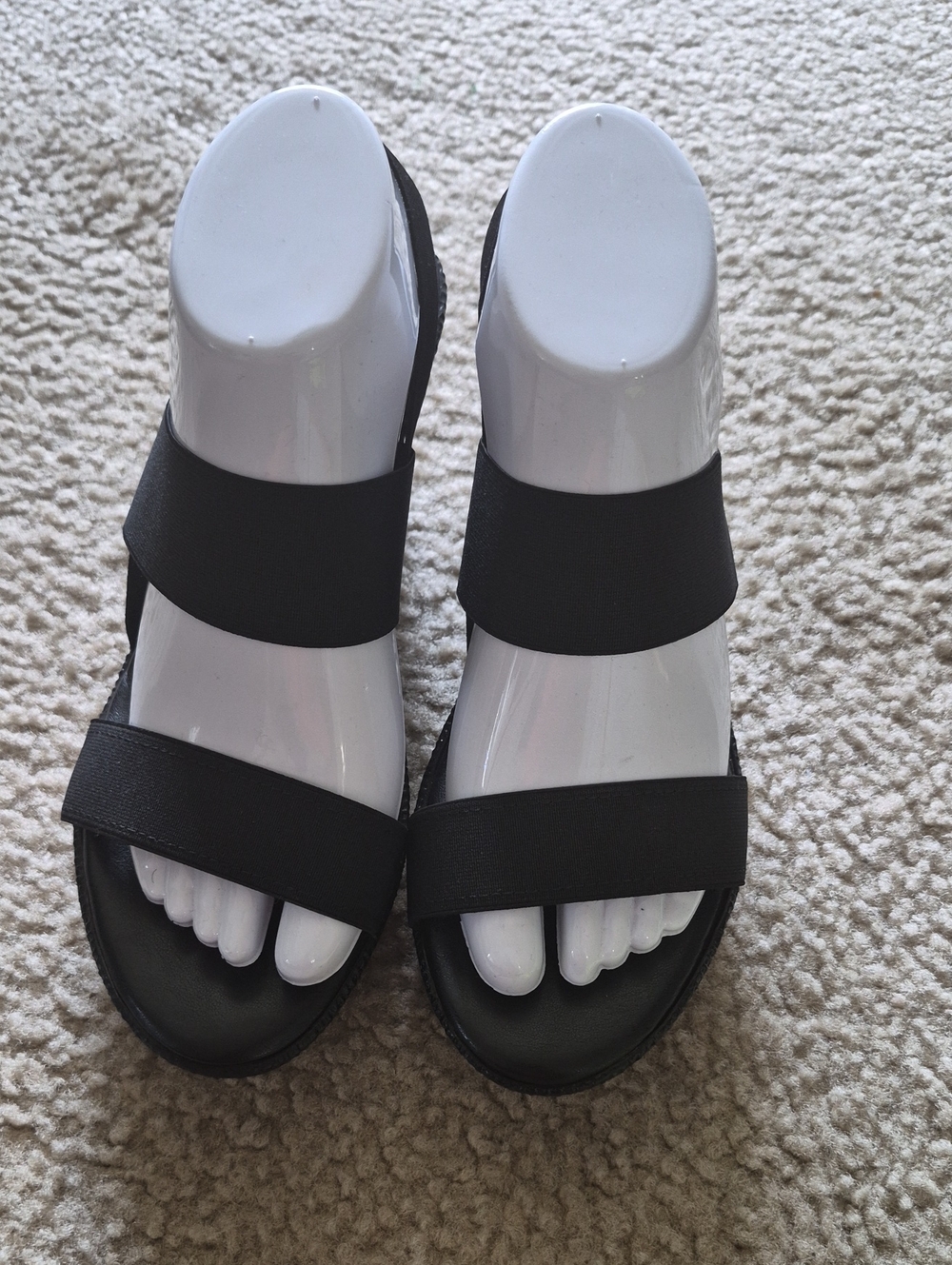 Black Double Strap Slide Sandals